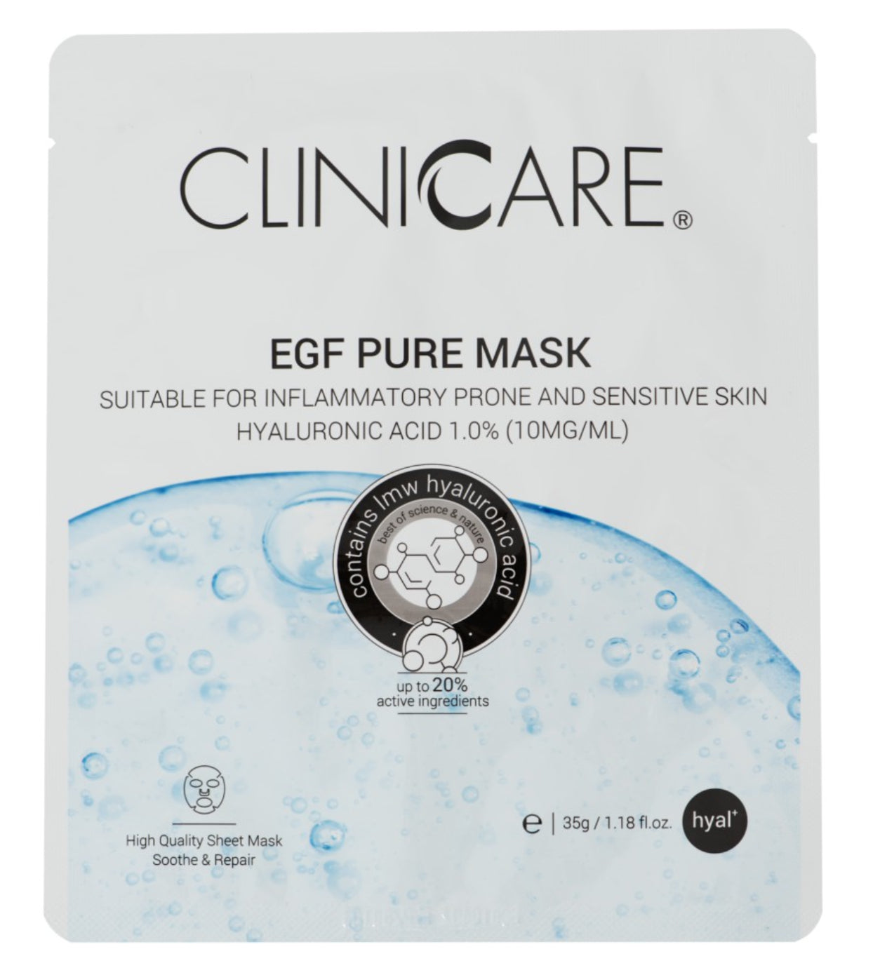 EGF Pure:  Anti-Inflammation & Skin Rejuvenation Tissue Mask with Hyaluronic Acid