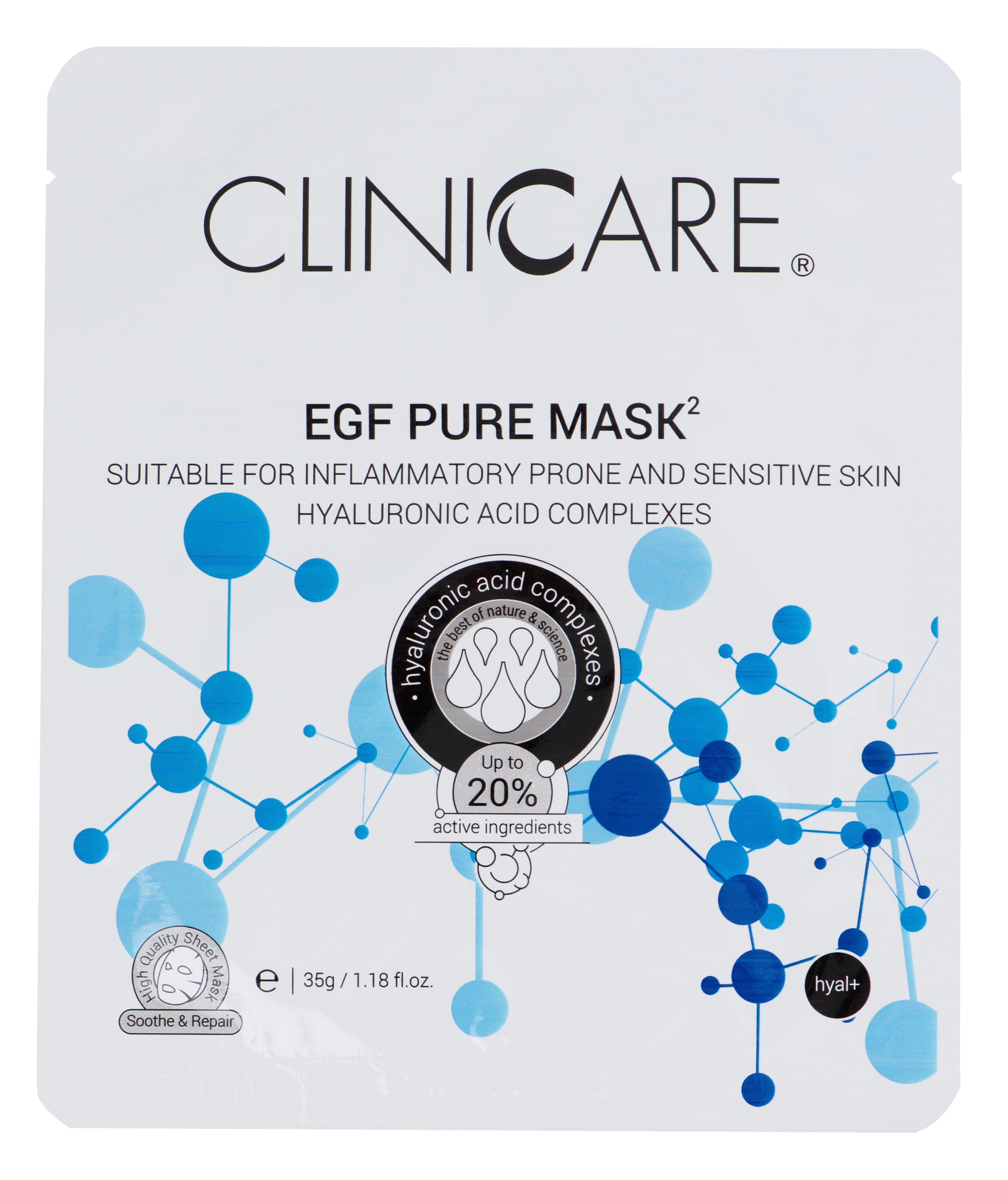 EGF Pure:  Anti-Inflammation & Skin Rejuvenation Tissue Mask with Hyaluronic Acid
